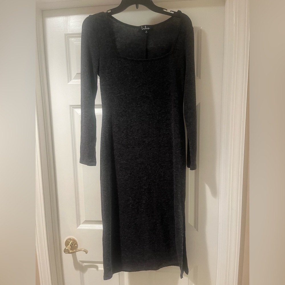 Lulus Grey Long Sleeve Sweater Dress